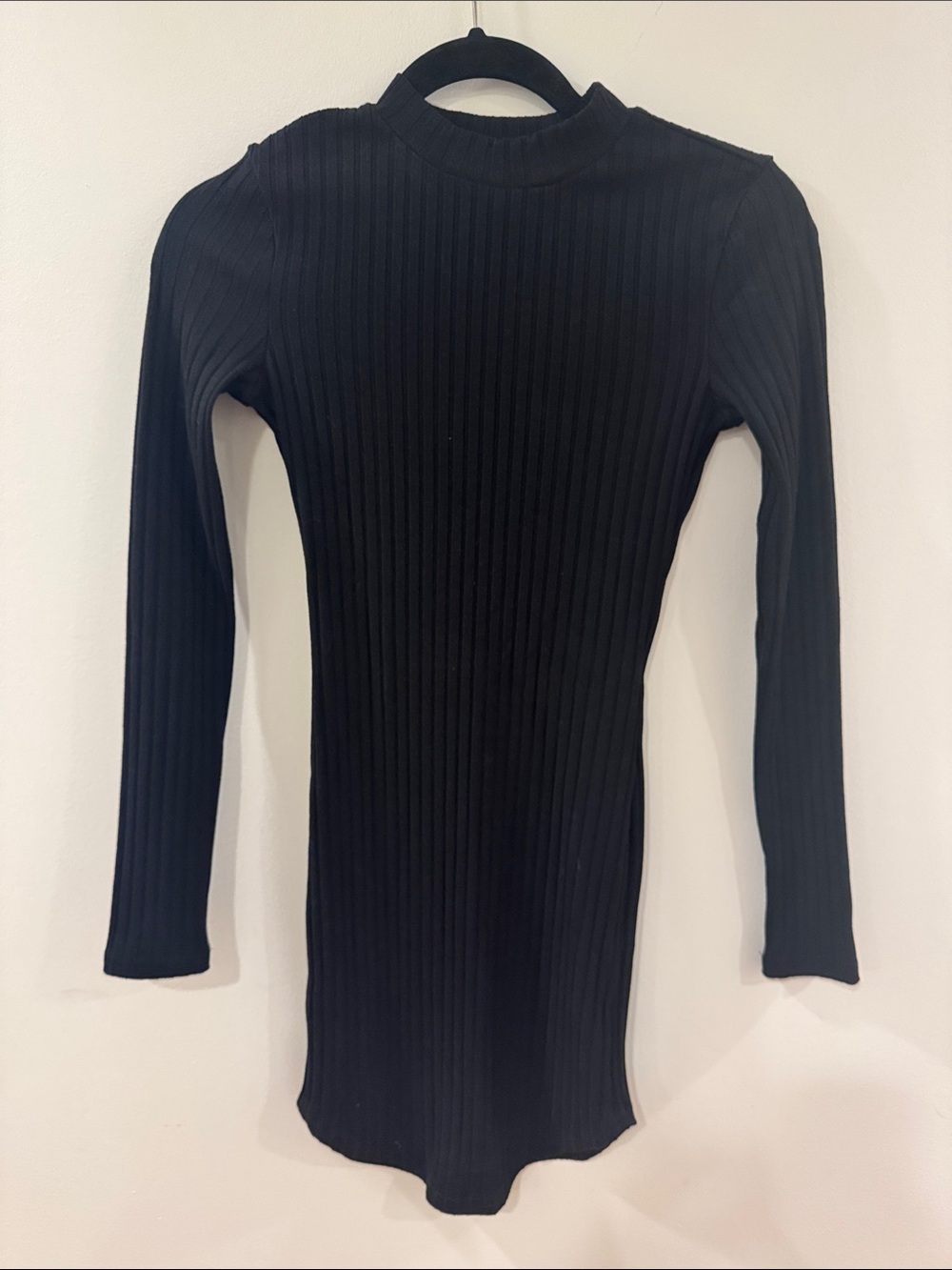 Forever 21 Black Ribbed Mock Neck Dress
